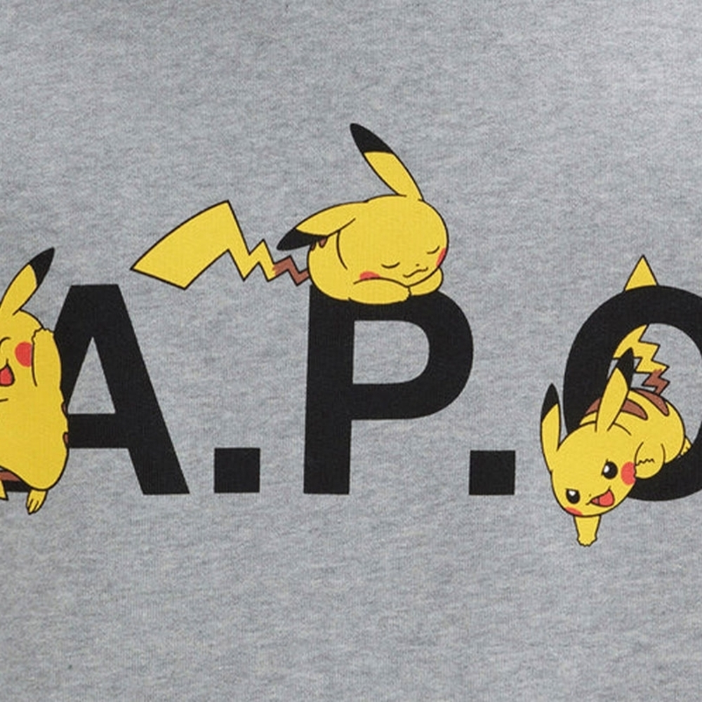 NWT A.P.C. Gray Crewneck Sweater with Pikachu Design - Picture 2 of 7